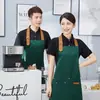Avental de pescoço para hotel avental de trabalho uniforme para garçom de café e sobremesa confortável unissex estampa bordado