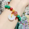 En Stock Estilo Étnico Pulsera de Turquesa Artificial Coral al por Mayor Moda DIY Original Pulsera de Cristal de Fresa Perla Joyería