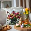 Nueva Funda de Almohada de Tulipán de Primavera de Amazon Decoración de Letras y Flores Funda de Almohada para Sofá Cojín para el Hogar