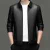 Novo Produto 2025 Jaqueta de Couro Masculina Primavera e Outono Jaqueta Masculina Gola Alta Solta Casual Jaqueta de Couro Jaqueta Masculina Tendência
