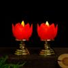 Led ouro base simulação lótus vela lâmpada templo buda frente tributo lâmpada buda lâmpada casa lâmpada longa seguro sem fumaça