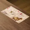 Tapete de Chá Folha de Lótus Residual Couro Sintético Impermeável e Durável Tecido Jacquard Tapete de Mesa de Chá Dupla Face Novo Tapete de Mesa de Chá Chinês
