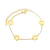 Pulsera Transfronteriza de Comercio Exterior con Diseño Hueco y Liso de Flor de Cinco Pétalos con Cadena de Garras de Diamante Cuadrado Joyería Pulsera de Nariz de Cerdo para Mujeres