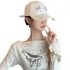 Versátil Gorra de Béisbol Amarilla con Bordado de Letra Floral para Caras Pequeñas, Visera Suave, Nuevo Estilo Dulce de Moda para Mujeres