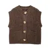 ZA atacado de roupas femininas transfronteiriças estilo europeu e americano nova moda versátil colete sem mangas de tricô de ponto grosso 5802114