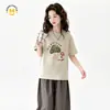 Conjunto para Meninas 2026 Novo Verão Criança Menina Manga Curta Camiseta Top Calça Leve Respirável Crianças Maiores Roupas de Verão
