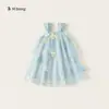 Bangxuan Huzhou Zhili Ropa Infantil Faldas para Niñas Verano Nuevo Dulce Floral Malla para Bebé Falda de Princesa Infantil