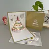 Tarjeta de cumpleaños creativa con música ligera pequeña linda tarjeta de pastel 3d tarjeta de cumpleaños escrita a mano