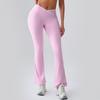 Calças de ioga justas transfronteiriças, roupa externa feminina, cintura alta cruzada, pernas largas, calças micro-alargadas, calças esportivas de fitness com sensação de nuvem