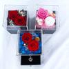 Joyero transfronterizo con flor eterna, regalo de San Valentín, rosa, caja de regalo con cajón acrílico de flor eterna de Yunnan