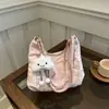 Bolso de Tote Casual con Rayas Degradadas Bordadas de Gran Capacidad, de Moda Estilo Coreano para Mujer, Nuevo Color Otoño 2024
