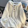 Suéter con Capucha Color Albaricoque para Mujer, Nuevo Estilo Popular Otoño e Invierno 2025, Prendas de Punto Exteriores, Top de Moda Coreana Estilo Perezoso