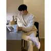 Suéter masculino de malha solta e confortável, novo e moderno Dongdaemun Coreia do Sul, gola polo de grife para homens