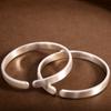 Producto Humano Plata Plata Pura 999 Esmerilado Doble Felicidad Brazalete Abierto Moda Simple Pulsera para Mujer Par Transfronterizo