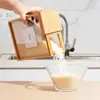 Caja de Almacenamiento de Grano con Textura de Bambú Caja de Almacenamiento de Grano para Cocina Caja Cuadrada para Grano Caja de Almacenamiento de Arroz con Tapa Deslizante de Madera