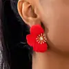 Brincos Florais Simétricos Retro de Alto Padrão Estilo Francês Femininos Estilo Coreano Popular na Internet Nicho Luxo Leve Elegante Moda Brincos de Pedra