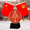 Pequeno ornamento de mesa com bandeira vermelha para casa, escritório, sala de conferências, mesa; ornamento de bandeira vermelha cinco estrelas; Ornamento de "Bênção do Oficial Celestial"
