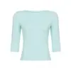 Top ajustado de estilo suave, color liso, tejido de manga media, elegante y moderno, ropa para mujer de comercio exterior, camiseta básica de cuello en V, camiseta, estilo americano