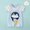 Suministro Transfronterizo de Monos para Bebé, Ropa de Bebé de Algodón Puro de Manga Corta para Verano, Ropa de Gateo de Dibujos Animados para Bebés, Venta Directa de Fábrica