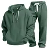 Conjunto casual esportivo masculino de duas peças, malha waffle lisa, manga longa e calça longa, best-seller europeu e americano transfronteiriço