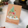 Cartão de Saudação de Natal com Furo para Pendurar e Corda Pintura a Óleo Criativa DIY Presente Cartão de Mensagem Manuscrita para Festival