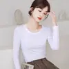 Nueva colección de otoño e invierno para mujer: capa base de manga larga, corte ajustado, que favorece la figura, color liso, versátil, moderno y elegante