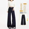 Jeans blancos acampanados para mujer, estilo francés, antiarrugas, no necesitan planchado, elasticidad en cuatro direcciones, corte holgado, no se pegan A13550