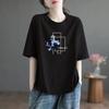 Camisa de Manga Corta de Algodón Puro Estilo Coreano para Mujer Verano 2026 Nuevo Estilo Caliente Moda Suelta Adelgazante Versátil Top de Longitud Media Tendencia