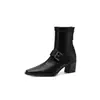 Zapatos de mujer talla grande 40, botines casuales franceses de punta fina para mujer, nuevos botines ajustados de otoño e invierno, botines de tacón grueso para pie ancho de alta gama para mujer