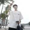 Fornecimento Direto da Fábrica Camiseta Estampada para Paisagem de Peso Pesado 220g Manga Curta para Homens, Top Versátil Solto de Algodão Puro para o Verão
