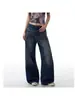 Jeans retro azul americano bordados con dobladillo curvo AGU para mujer, nuevo diseño de primavera, pantalones anchos holgados y adelgazantes