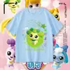 Camiseta Manga Curta Fofa e Adorável para Meninas, Top de Algodão Puro Desenho Animado em Formato de Coração Fofo, Camiseta Básica de Verão para Menininhas