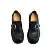 Zapatos de Mujer de Estilo Británico Versátiles con Punta Cuadrada y Tacón Grueso para Otoño e Invierno, Mocasines Retro de Suela Gruesa que Aumentan la Altura, Zapatos Pequeños de Cuero