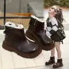 Botines Cortos para Niñas con Adorno de Encaje Botas de Princesa 2026 Primavera/Otoño Nuevos Botines de Cuero Antideslizantes Estilosos Botas Individuales para Niños Medianos y Mayores