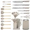 Espátula de Silicona y Cuchara para Sopa Juego de 23 Piezas Espátula de Silicona Antiadherente Grado Alimenticio Utensilios de Cocina de Silicona para el Hogar y Juego de Cuchillos Venta al por Mayor