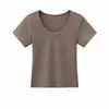 (U-pescoço grande) Camiseta feminina 230g fio de elastano 92% algodão 8% elastano, casual, confortável, versátil, com estampas e bordados