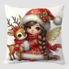 Nova Importação Temu Popular Fronha de Natal Boneco de Neve Decoração de Natal Almofada de Sofá Estampa Digital Atacado