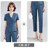 Traje Profissional de Manga Curta para Mulheres 2026, Roupa de Trabalho para Gerente de Recepção de Hotel no Verão, Corte Slim, Estilo Fino, Departamento de Vendas