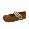 Zapatos Mary Jane de lunares estilo francés para mujer, nueva colección otoño 2026, con diseño de encaje calado, adornos de perlas y cierre de velcro, adecuados para usar como zapatos exteriores