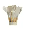 Set de Silicona de Doce Piezas de Colores con Mango de Madera Set Combinado de Utensilios de Cocina de Silicona de Grado Alimenticio Resistente a Altas Temperaturas Espátula en Stock