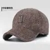 Gorro de Invierno para Hombre Gorra de Béisbol Bordada Argyle Forro Polar Grosor Extra Gorra de Pico Protección Auditiva Clima Frío Gorro Cálido de Algodón para Adultos Mayores