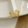 Anel Floral Vazado da Moda com Design Único, Estilo Doce e Cool, Empilhável, Anel Aberto Fashion Estilo Chinês para Mulheres
