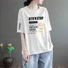 Comercio exterior transfronterizo sobrestock marca camiseta de manga corta de verano para mujer holgada talla grande ropa de mujer camiseta de manga media versátil adelgazante top moderno