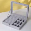 Caja de Joyería Anillo de Tira de Terciopelo con Cerradura Tapa Transparente Caja de Almacenamiento de Anillos Caja de Exhibición de Joyas y Pendientes Caja de Almacenamiento de Adornos