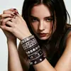 6 Peças de Pulseiras Largas de Couro Masculinas da Moda Europeia e Americana Mais Vendidas na Fronteira com Rebites de Caveira Únicos e Ousados, Pulseiras Punk de Rua