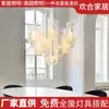 Lustre de Vidro Nuvem de Luxo Leve Italiano Estilo Francês Creme Iluminação de Sala de Estar Simples Moderno Atmosférico Villa Restaurante Luz