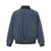 Jaqueta jeans boxy lavada com aspecto desgastado estilo rua retro americano Magic Bear com design desconstruído e gola esporte casaco workwear