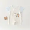 Mameluco de Verano Fino Antibacteriano de 10A para Bebé Algodón Puro Sin Costuras Clase A Mono Unisex para Bebé Traje de Aire Acondicionado Traje para Gatear