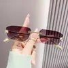 Nuevas Gafas de Sol Cuadradas Sin Marco Transfronterizas Gafas de Metal Poligonales de Guepardo Tendencia de Moda Europea y Americana para Hombres y Mujeres