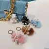 Llavero de oso con taladro de punto de dibujos animados Llavero de oso de diamante colgante para llavero de coche bolsa de visón regalo pequeño exquisito venta al por mayor